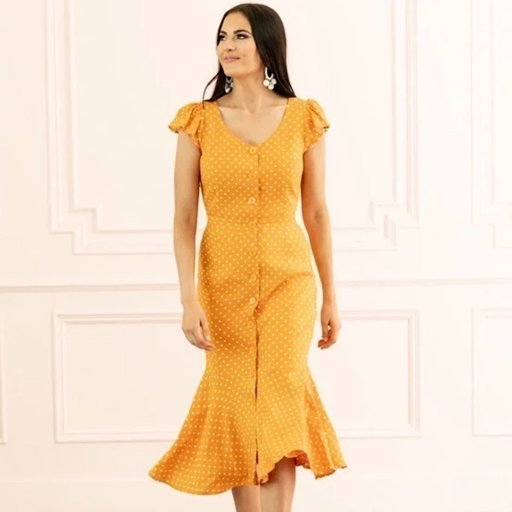 RACHEL PARCELL | Modest Citrus Orange 🍊 Linen Button Down Midi Dress Size Small